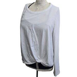Madewell Womens XXL White Long Sleeve Knot Front T-Shirt Top Casual Chic